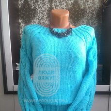 Кофточка с рукавами из кос, схема вязания на сайте Люди Вяжут