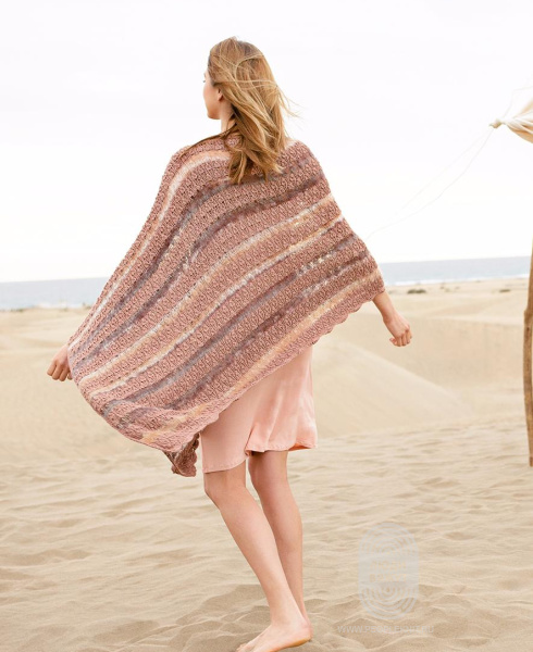 Накидка из узора с листьями, схема вязания на сайте Люди Вяжут
