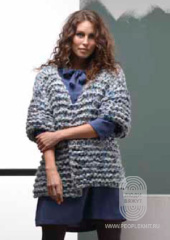 ЖАКЕТ ГРУБОЙ ВЯЗКИ С КОРОТКИМ РУКАВОМ, схема вязания на сайте Люди Вяжут