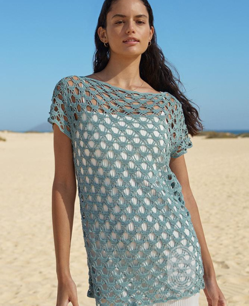 Топ, связанный филигранным узором с дырочками, схема вязания на сайте Люди Вяжут