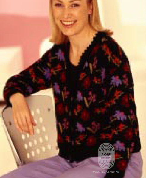 КАРДИГАН «ПОЛЕВЫЕ ЦВЕТЫ», схема вязания на сайте Люди Вяжут