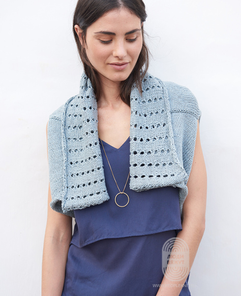 Жилет с узором из дырочек по подолу или воротнику, схема вязания на сайте Люди Вяжут