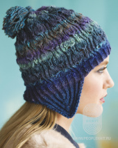 Twisted Stitch Earflap Beanie, схема вязания на сайте Люди Вяжут