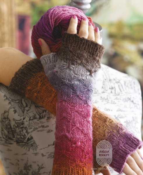 Smocked Fingerless Mitts, схема вязания на сайте Люди Вяжут