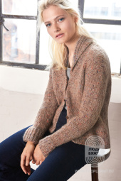 Жакет, связанный полупатентным узором, с воротником-шалькой, схема вязания на сайте Люди Вяжут