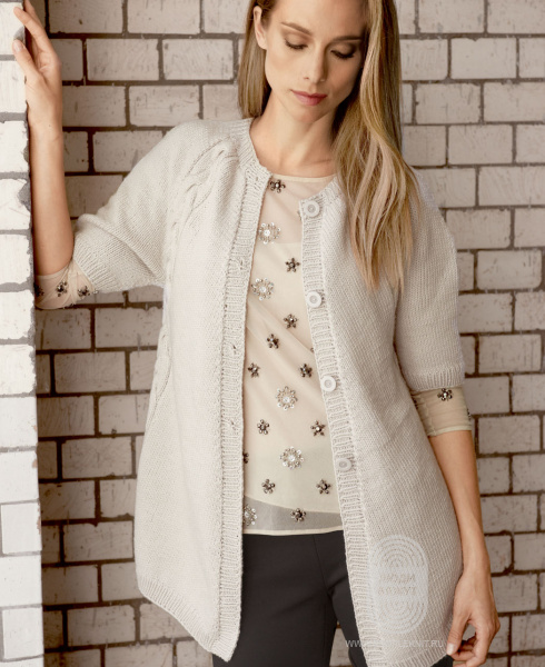 Жакет с рукавом реглан, схема вязания на сайте Люди Вяжут