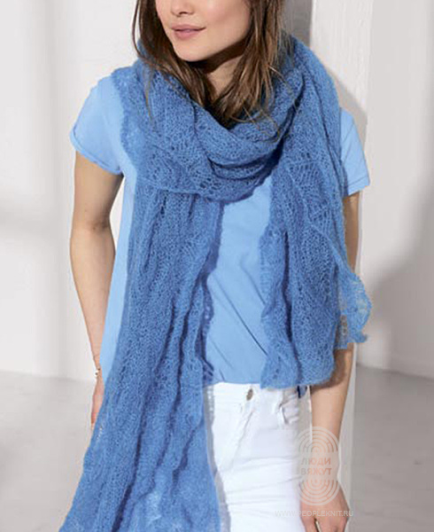 Палантин с бортиком, схема вязания на сайте Люди Вяжут