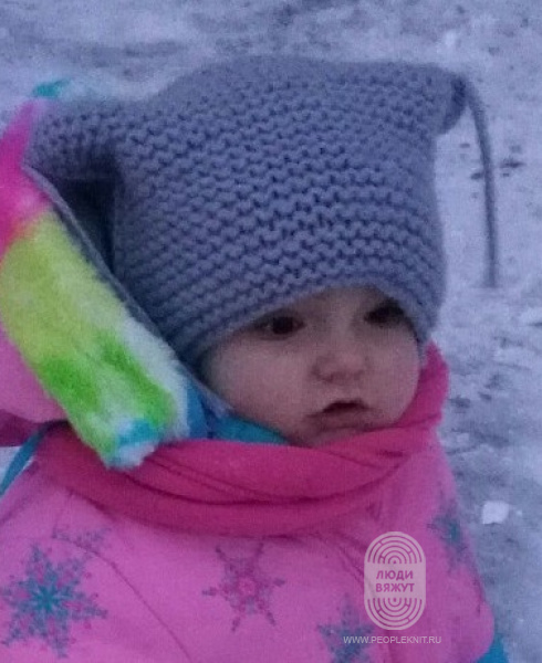 шапочка с ушками, схема вязания на сайте Люди Вяжут