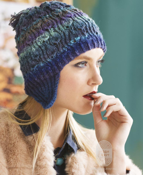 Twisted Stitch Earflap Beanie, схема вязания на сайте Люди Вяжут