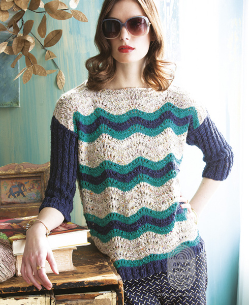 Wavy Stripes Pullover, схема вязания на сайте Люди Вяжут