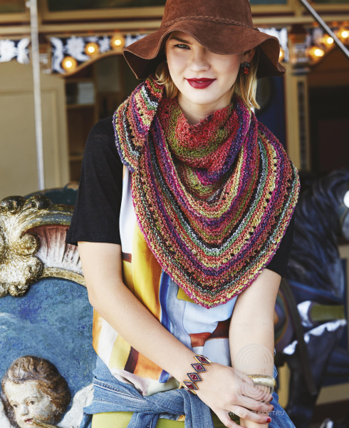 Garter Triangle Shawl, схема вязания на сайте Люди Вяжут