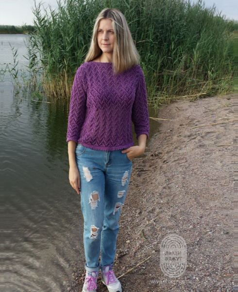 Ажурный полувер, схема вязания на сайте Люди Вяжут