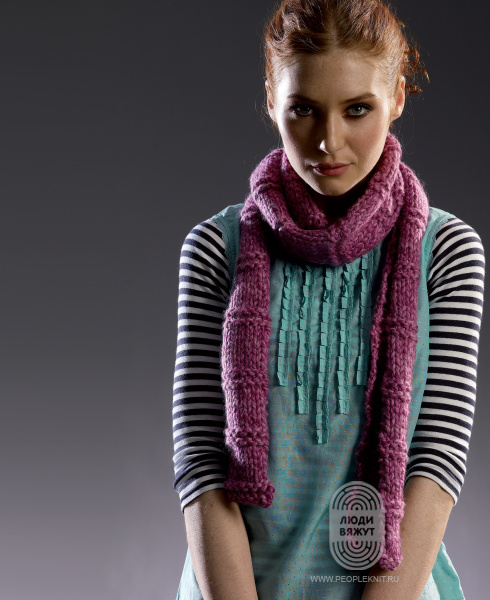 Шарф из пряжи Big Wool, схема вязания на сайте Люди Вяжут