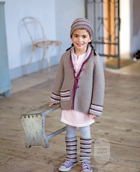 Жакет с цветными вставками, схема вязания на сайте Люди Вяжут