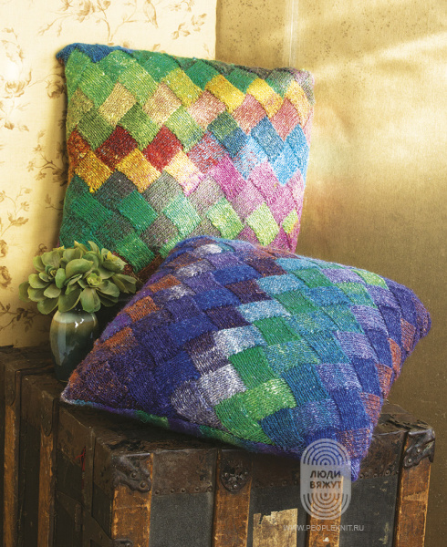 Entrelac Pillow Covers, схема вязания на сайте Люди Вяжут