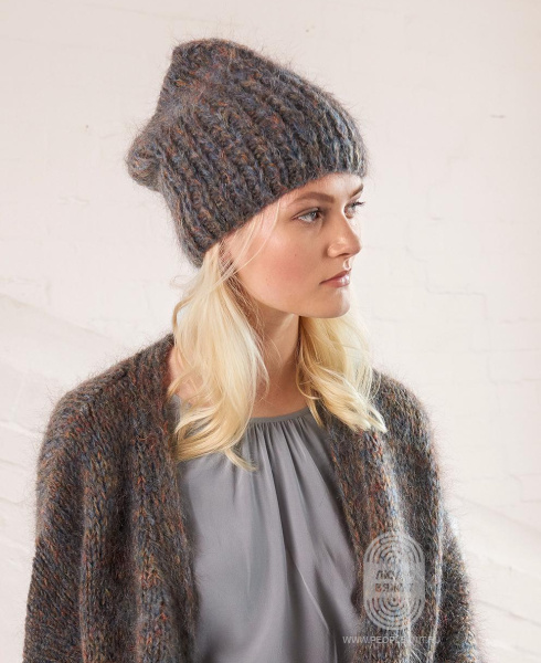 Шапка, связанная узором со снятыми петлями, схема вязания на сайте Люди Вяжут